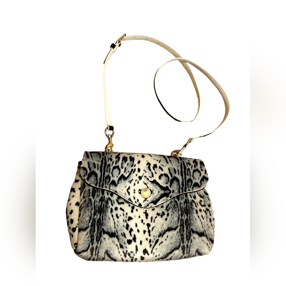 LA FILLE DES FLEURS Shoulder Hand Bag NEOPRENE Made In Italy Animal Print